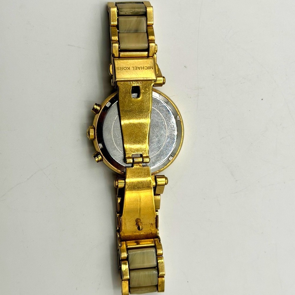 Michael Kors Blair MK5632 Gold Tone Horn Resin Chronograph Crystal Bezel Watch - Picture 3 of 6